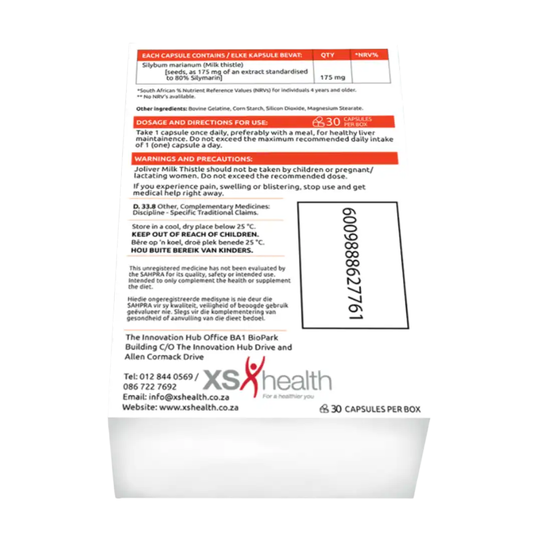 Joliver Milk Thistle – Silymarin Caps, 30`s