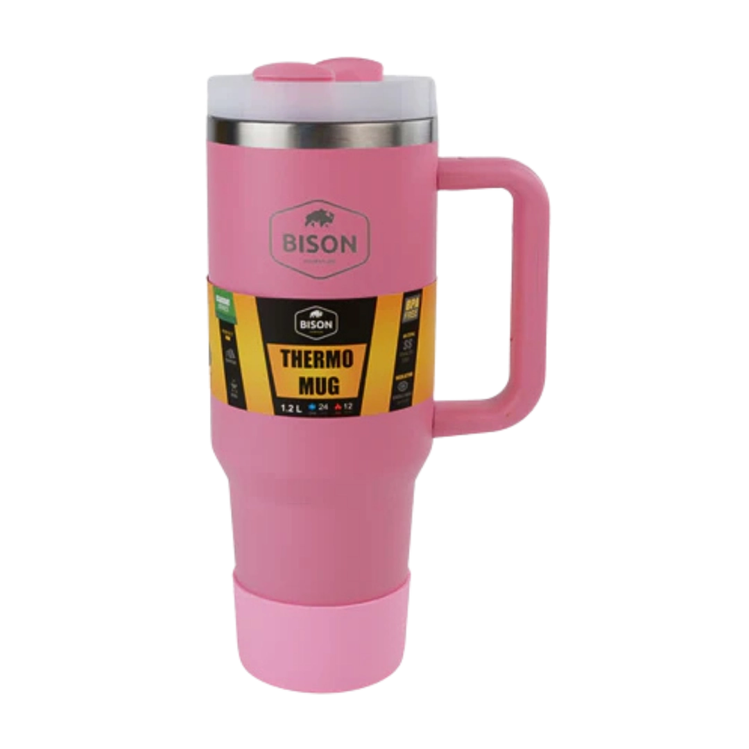 Bison XL Mug with Screw Lid Pink, 1.2L