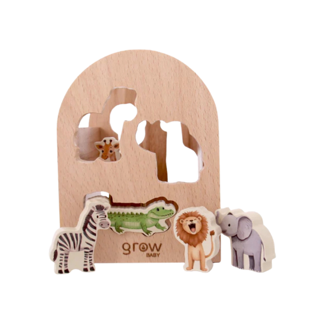 Grow Baby Wooden Shape Sorter On Safari