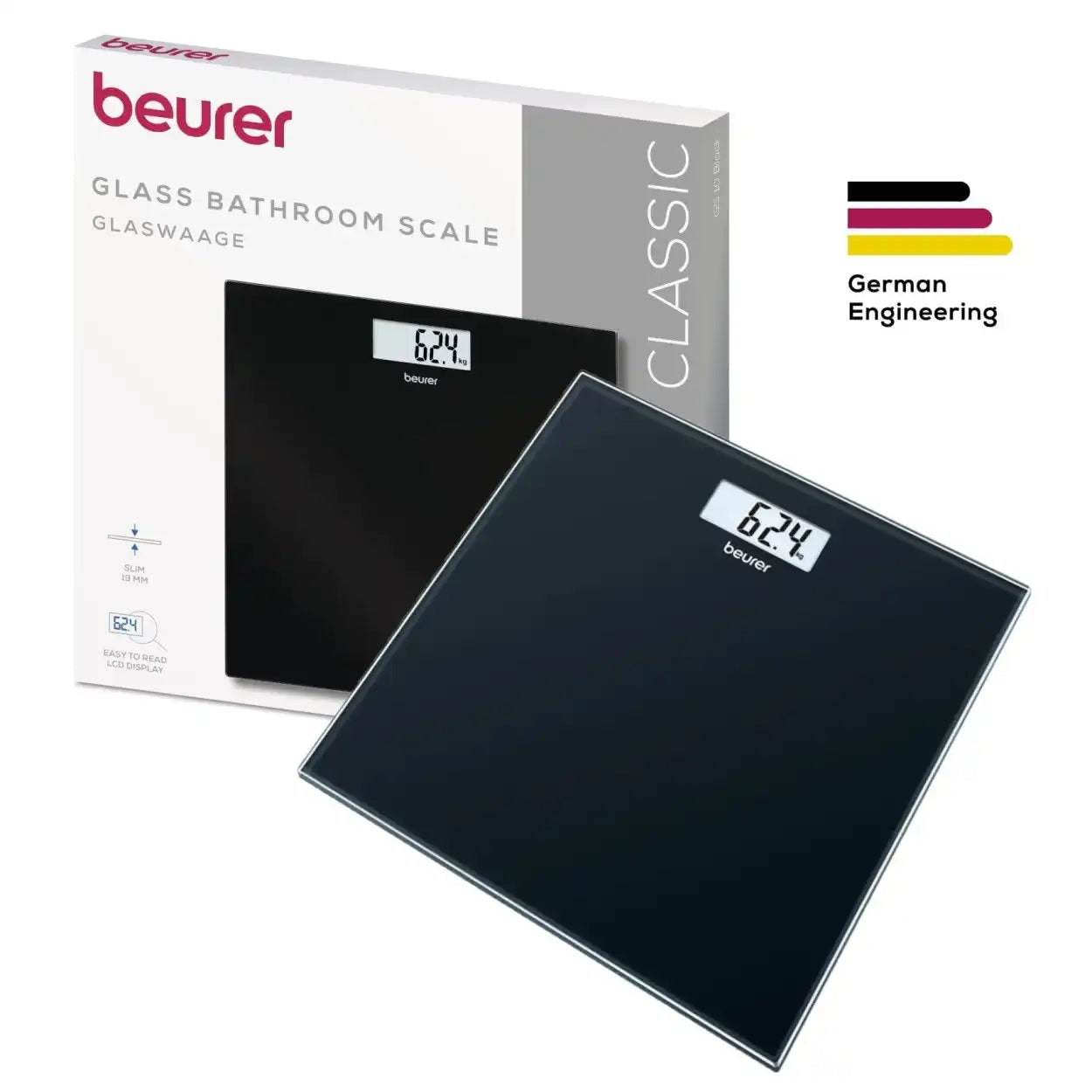 Beurer Germany GS 10 Black Glass Bathroom Scale