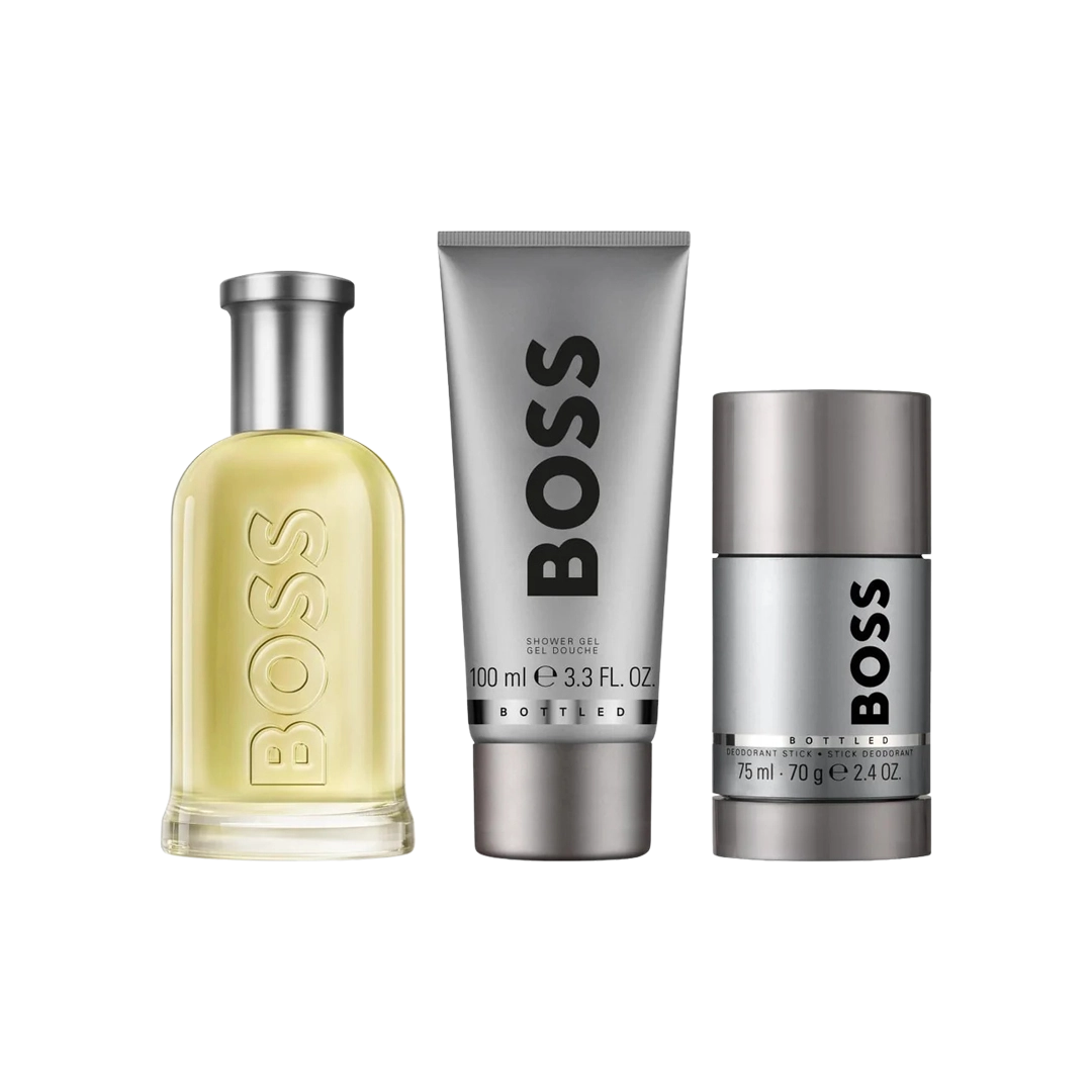 Bottled Eau de Toilette, Shower Gel, and Deodorant Stick for Men Trio Gift Set