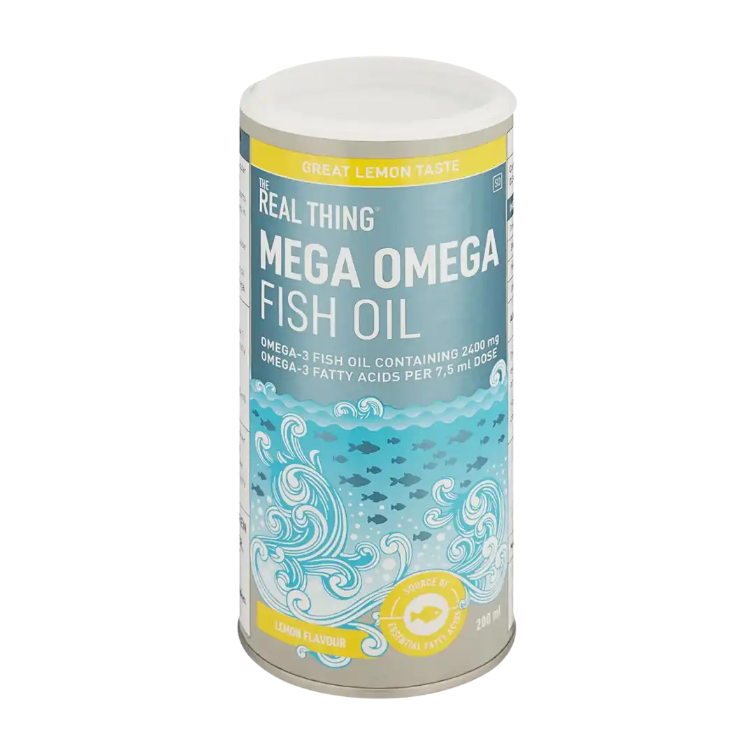 The Real Thing Mega Omega Fish Oil Liquid Lemon, 200ml