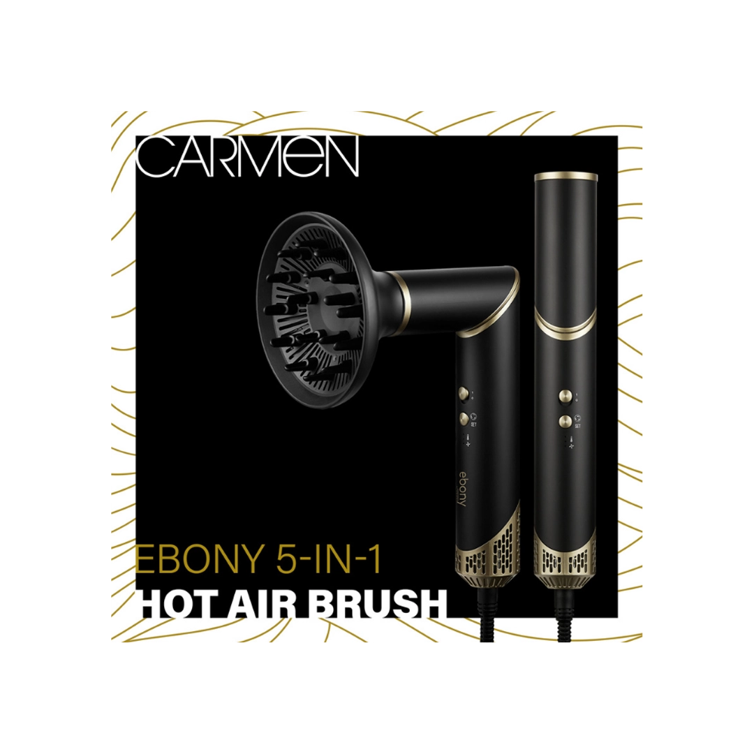 Carmen Ebony 5-in-1 Hot Air Brush Black Gold