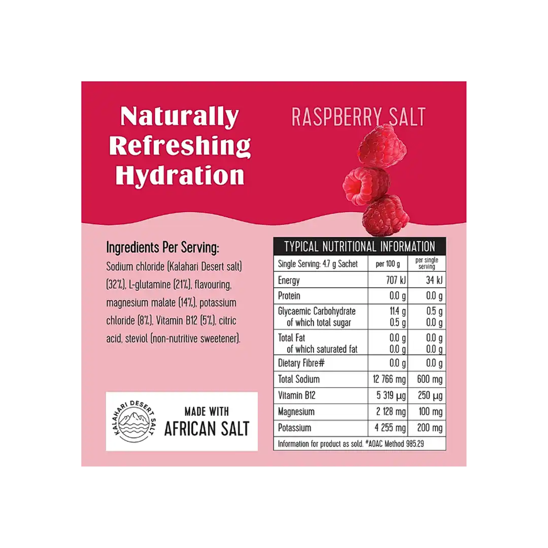 SaltWTR Daily Electrolytes Raspberry Salt Sports Recovery, 8's