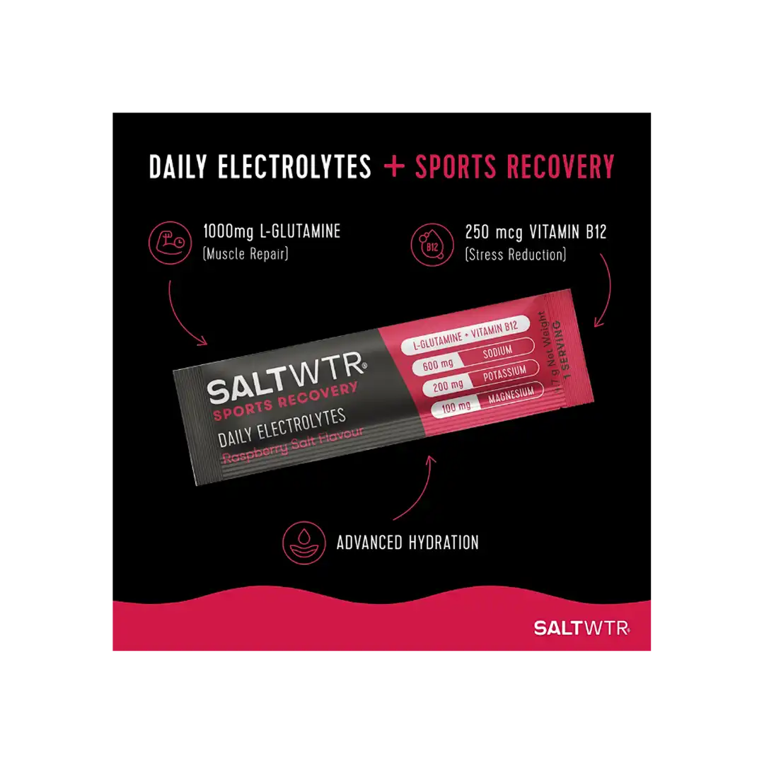 SaltWTR Daily Electrolytes Raspberry Salt Sports Recovery, 8's