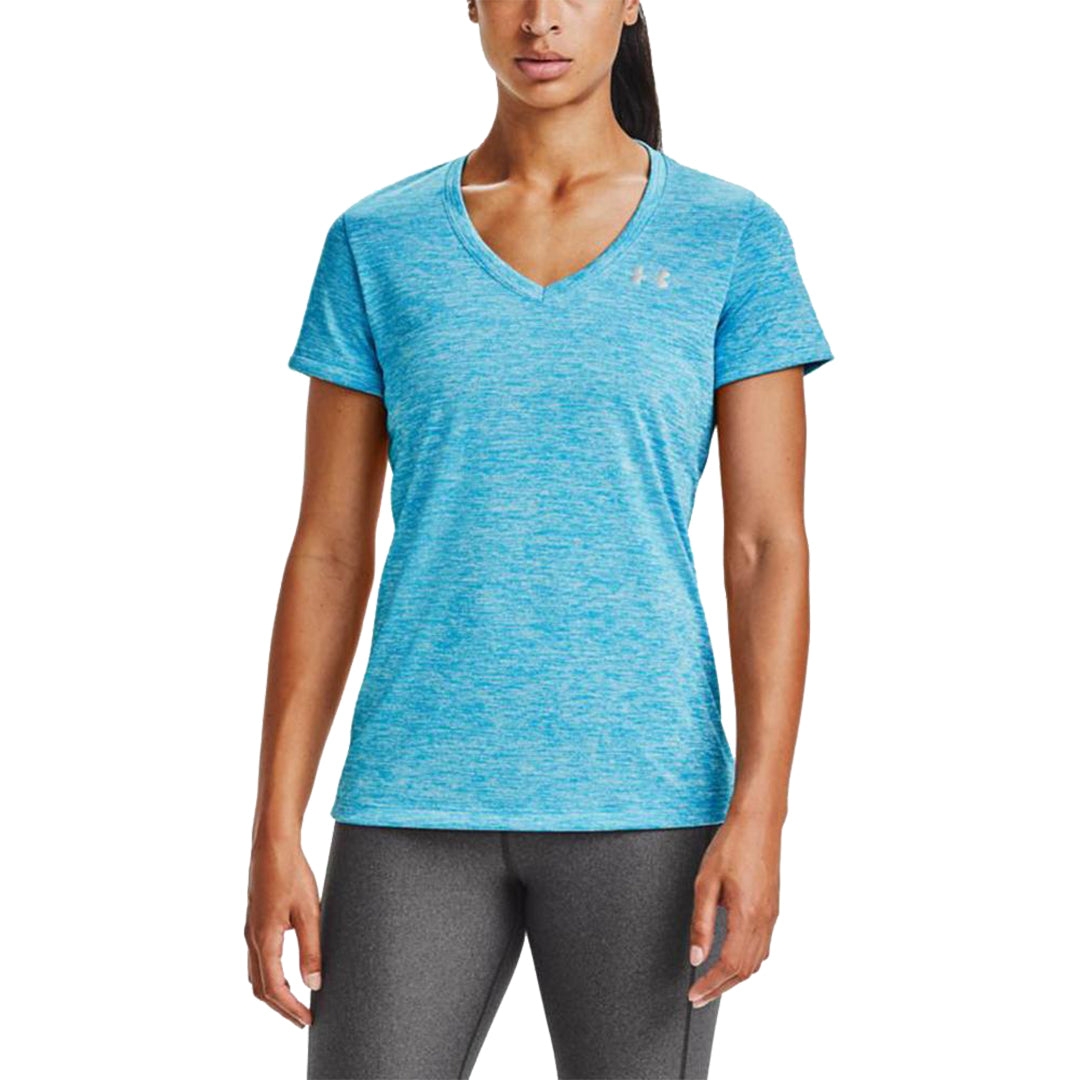 Women's UA Tech Twist Graphic LU Short Sleeve Shirt Blue, Assorted Siz