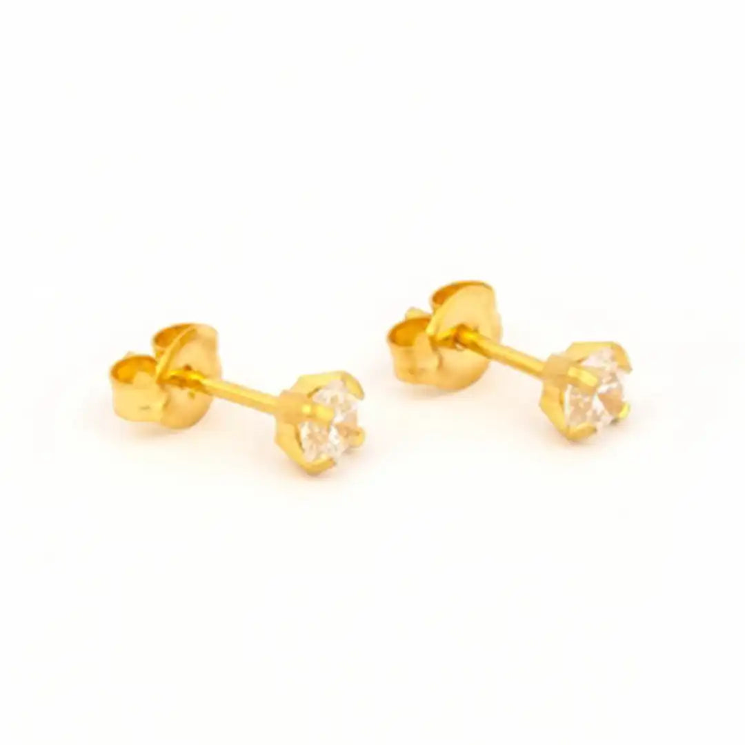 Studex Sensitive Gold Plated Cubic Zirconia, 4mm