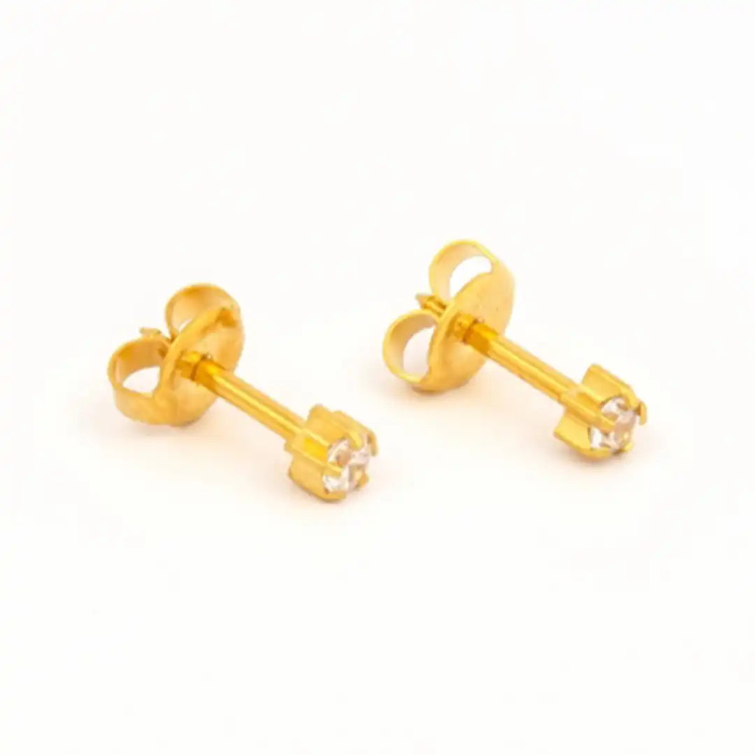 Studex Deluxe Gold Plated Cubic Zirconia, 3mm