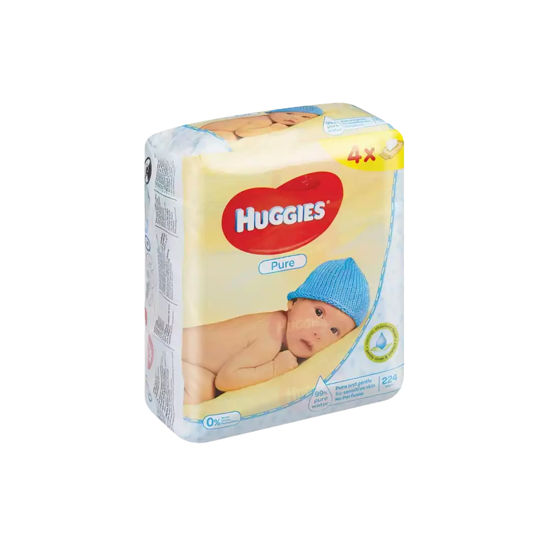 Huggies Baby Wipes Pure, 4 x 56's