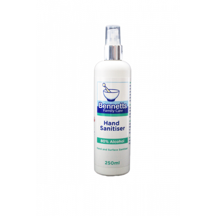 Bennetts Hand Sanitiser 80%, 250ml