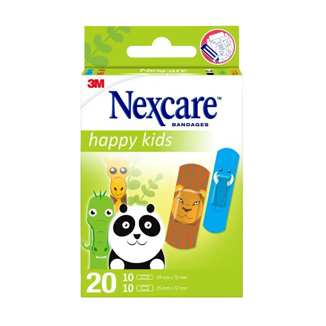 Nexcare 3M Happy Kids Plasters Animals, 20's