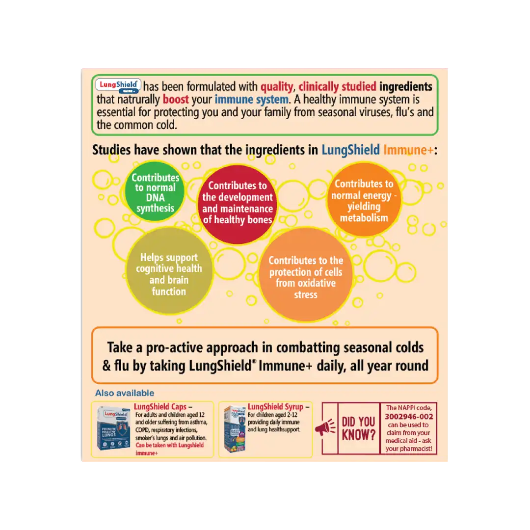 Lungshield Immune+ Daily Immune Support Effervescent Tabs, 30's