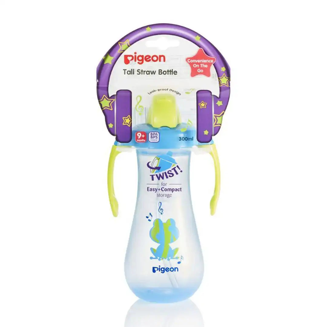 Pigeon Tall Straw Bottle Blue, 300ml