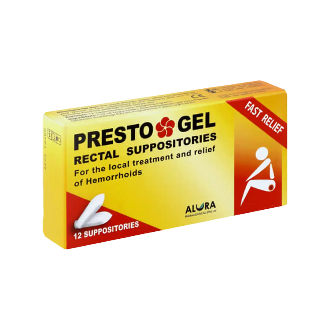 Presto Gel Rectal Suppositories, 12's