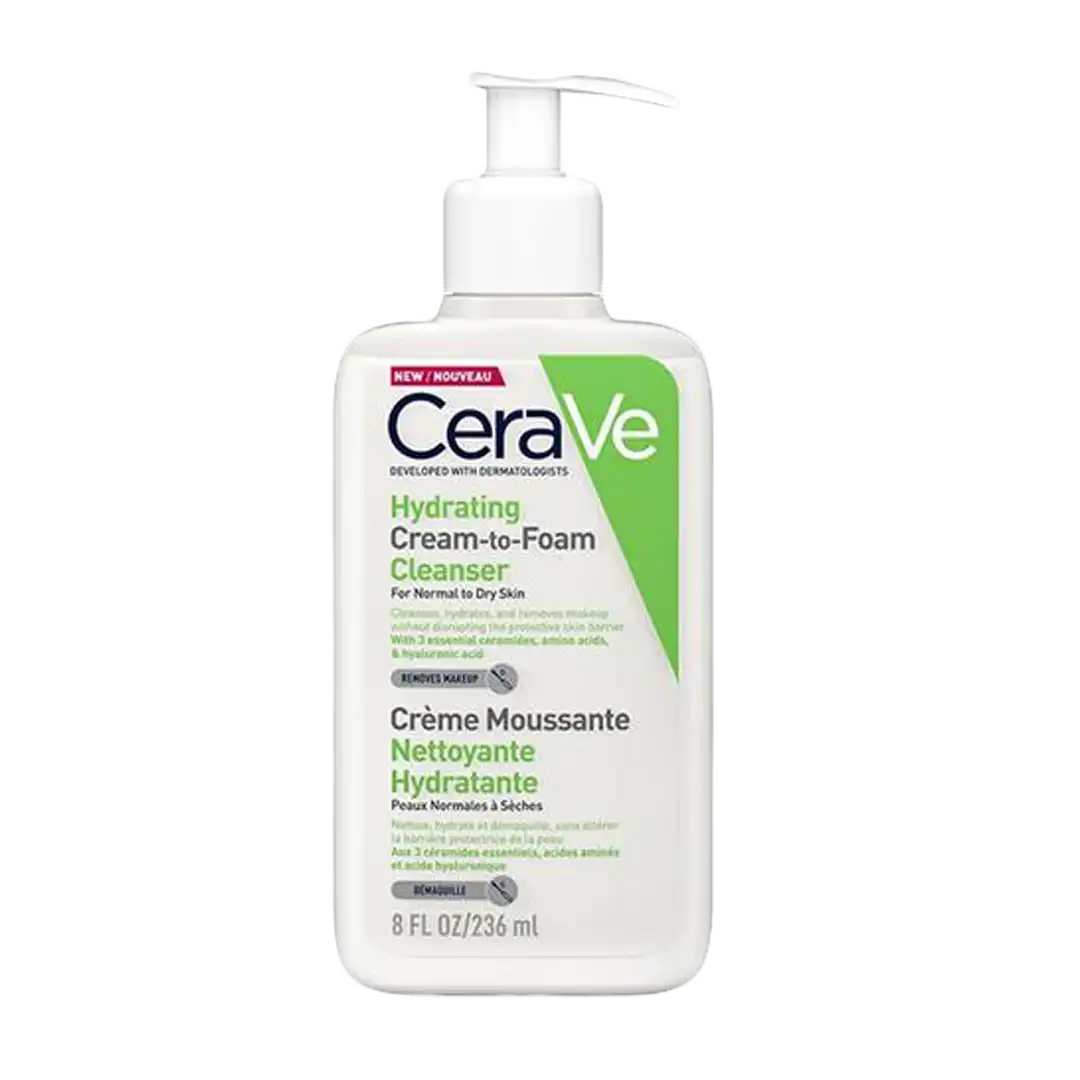 CeraVe Hydrating Cream-to-Foam Cleanser For Normal To Dry Skin, 236ml