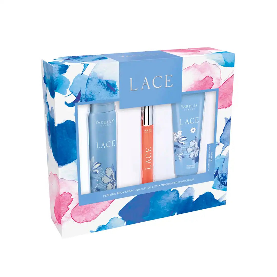 Yardley Lace 15ml EDT, 90ml Perfume Body Spray & 75ml Hand Cream
