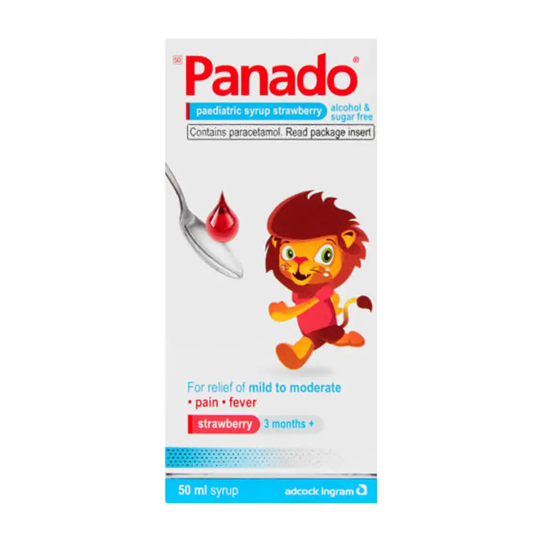 Panado Paediatric Syrup Strawberry Alcohol & Sugar Free, 50ml