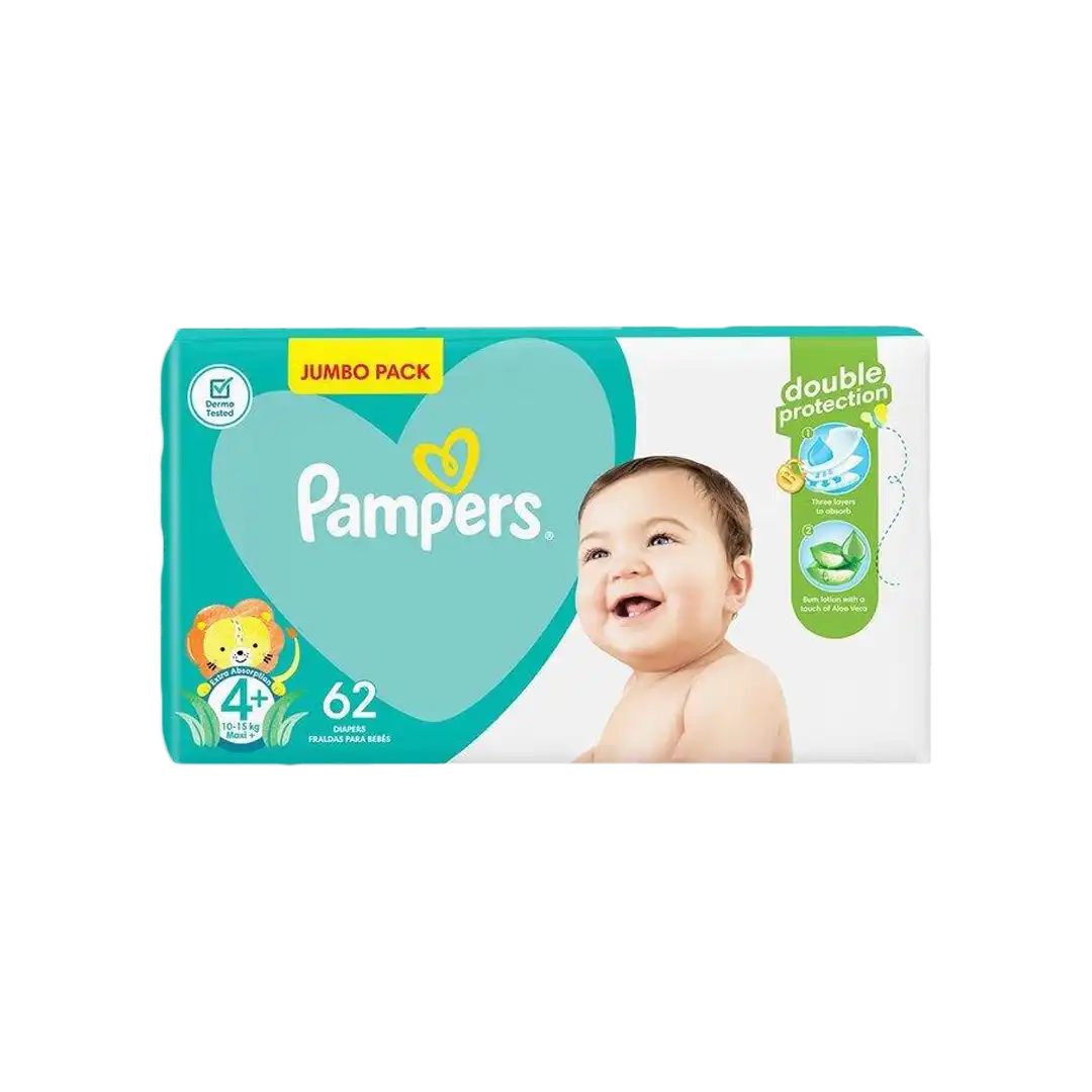 Pampers Active Baby 4+ Maxi Nappies, 62's