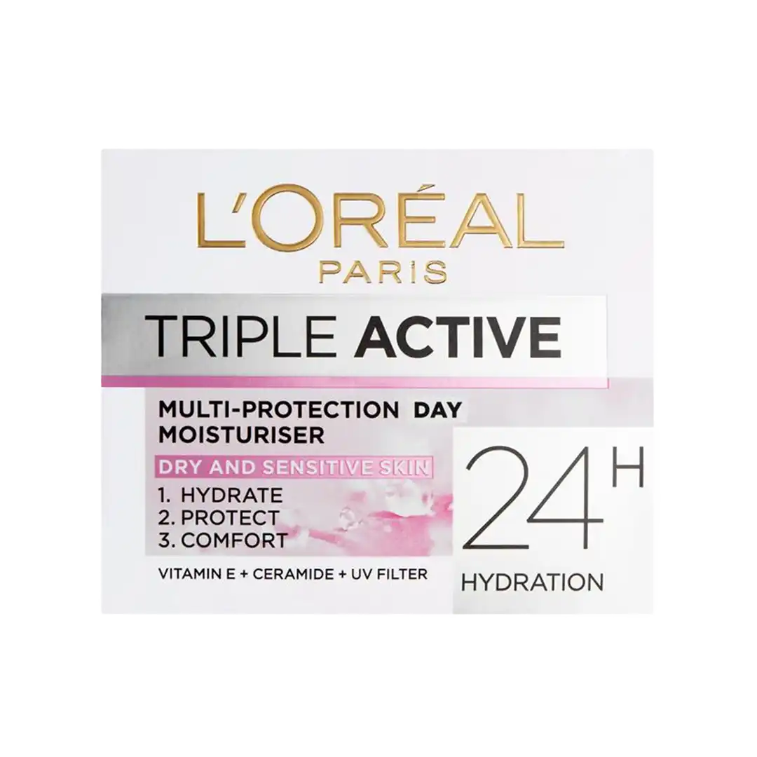 L'Oréal Triple Active Day Moisturiser Dry to Sensitive Skin, 50ml
