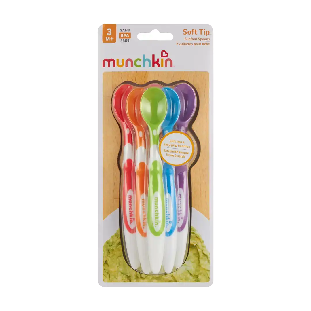 Munchkin Soft-Tip Infant Spoons Assorted Colours, 6-Pack