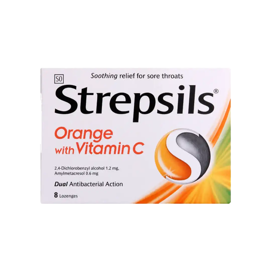 Strepsils Lozenges Orange with Vitamin C, 8's