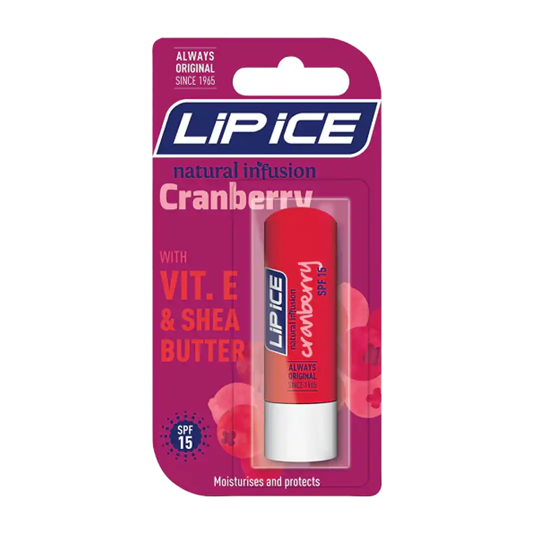 Lip Ice Lip Balm, Cranberry with Vit. E and Shea Butter