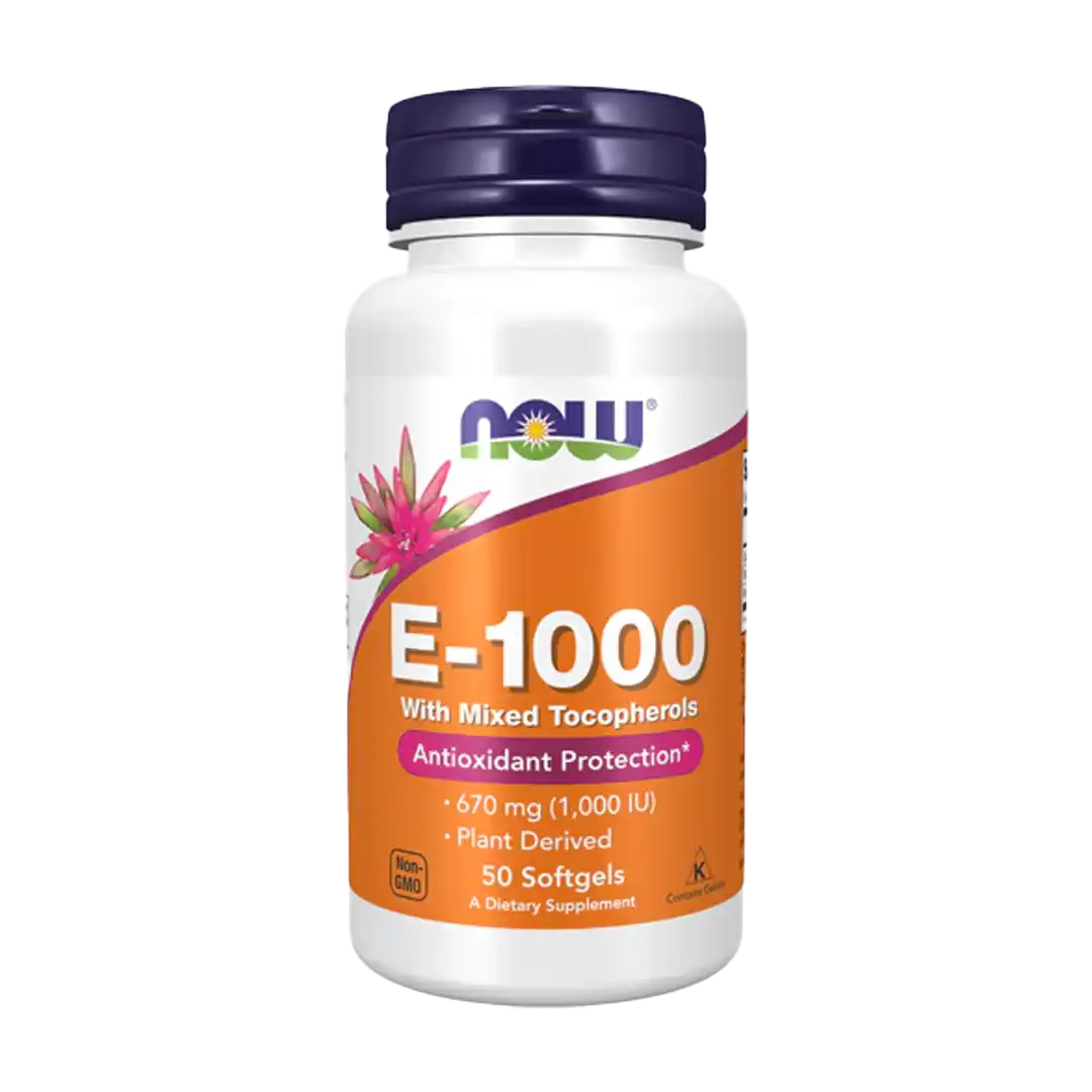 NOW Foods Vitamin E-1000 Mixed Tocopherols Softgels, 50's