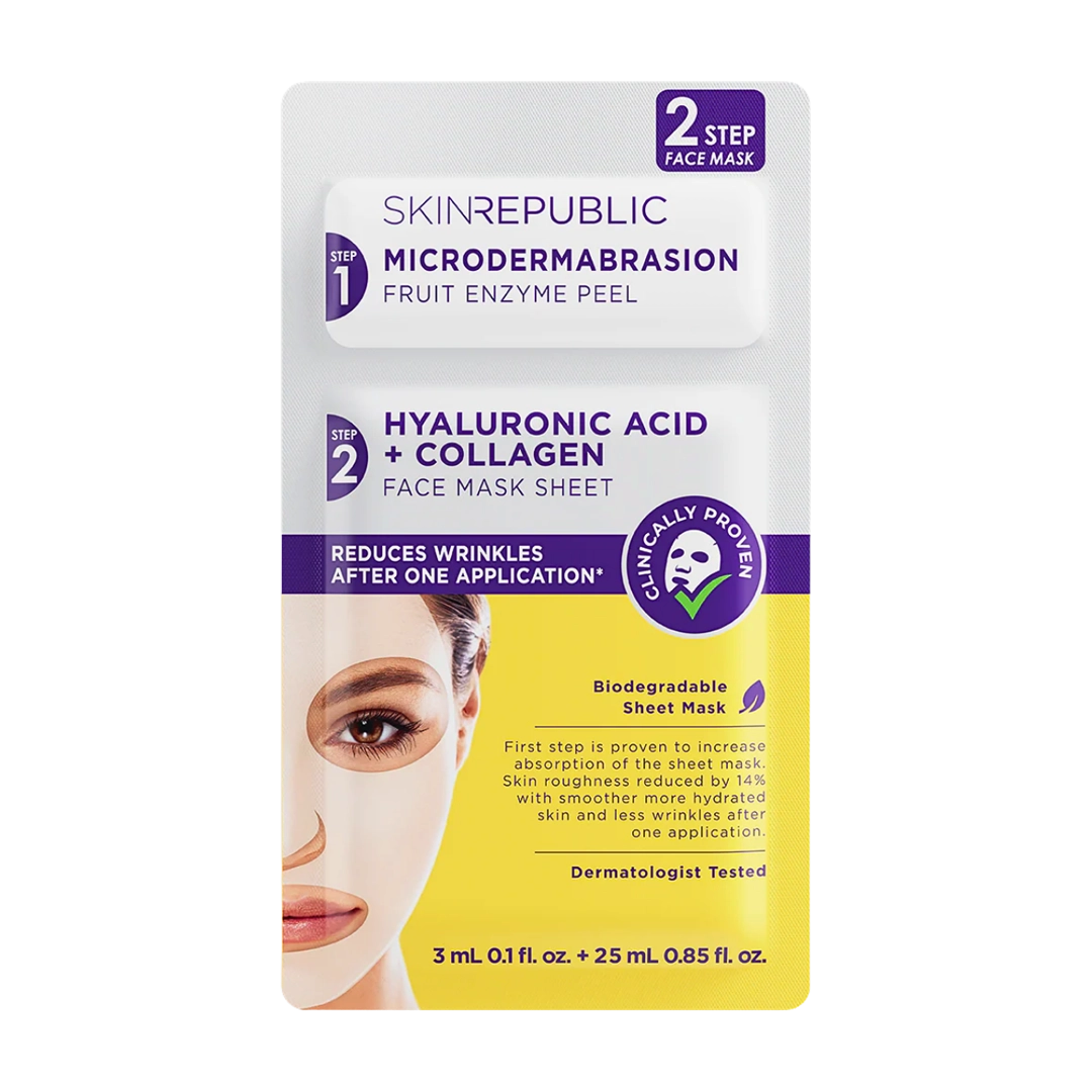 Skin Republic 2 Step Hyaluronic Acid + Collagen Face Mask