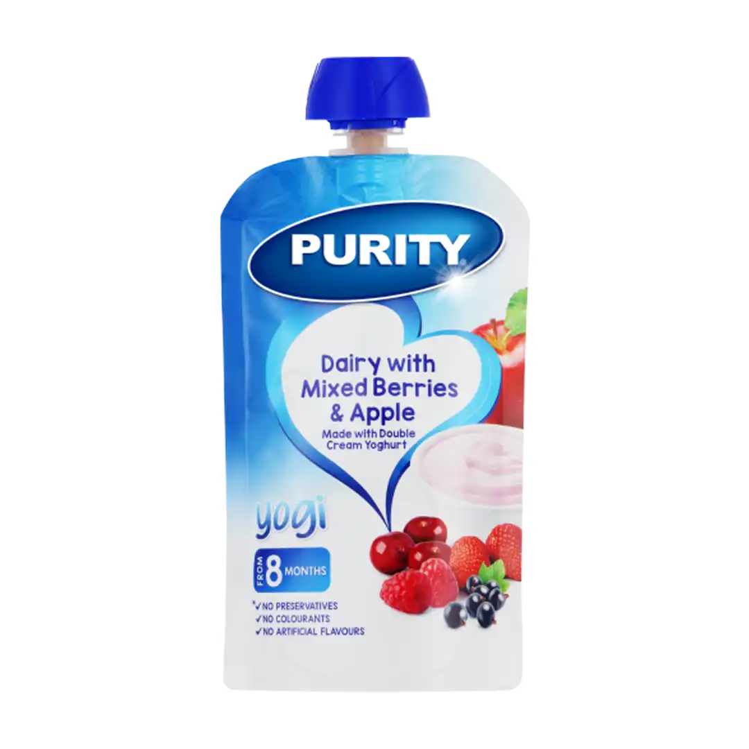 Purity Pouches Yogilicious Dairy with Mixed Berries & Apple, 110ml
