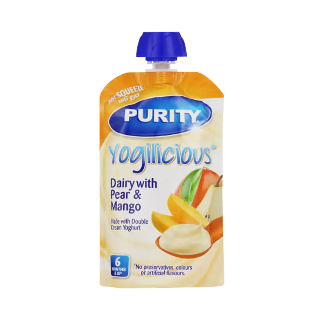 Purity Pouches Yogilicious Dairy with Pear & Mango, 110ml