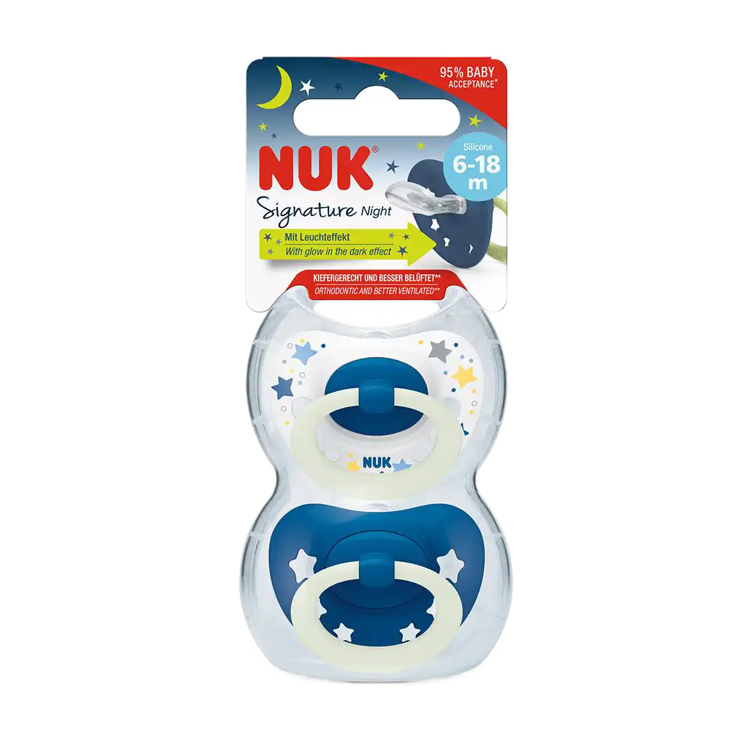 Nuk Trendline Blue Silicone Soother 6-18 Months, 2's