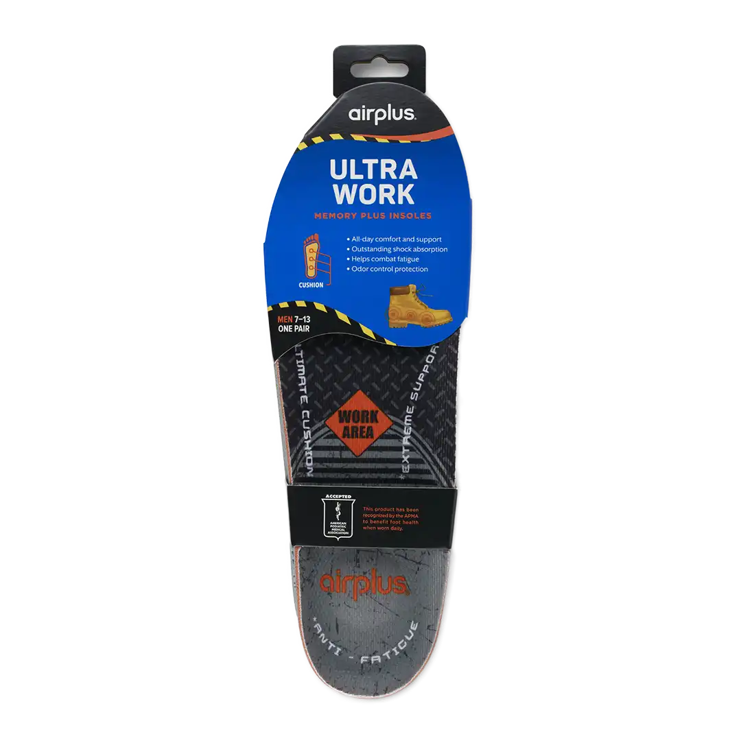 Airplus Ultra Work Memory Insole Anti-Fatigue Shoes Inserts Men's, Size 7-13