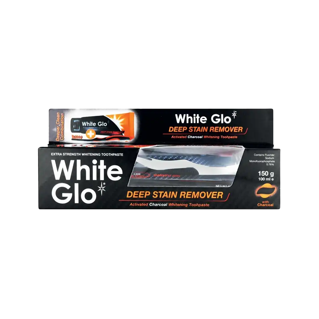 White Glo Deep Stain Remover Toothpaste Charcoal, 100ml