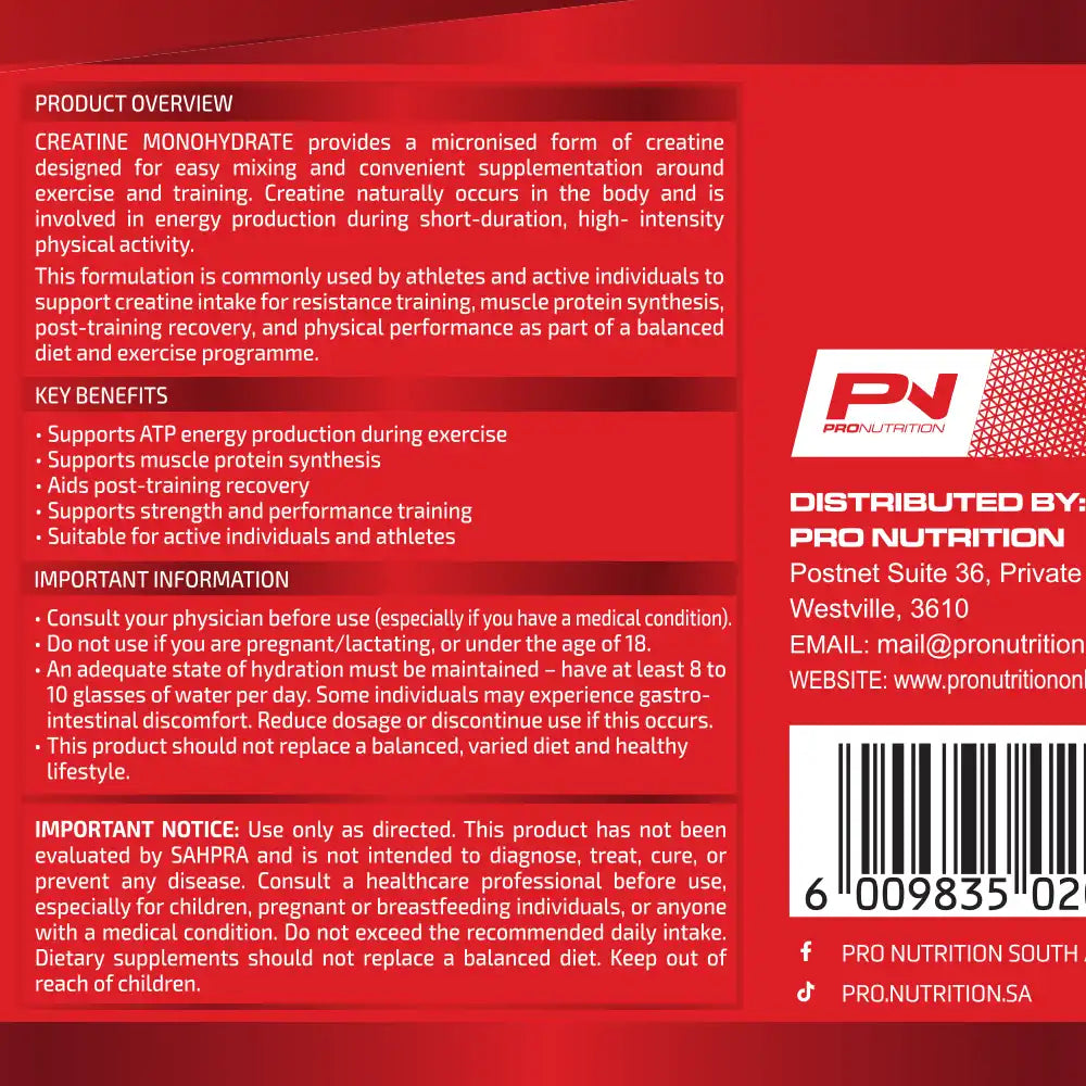 Pro Nutrition Creatine Monohydrate, 300g