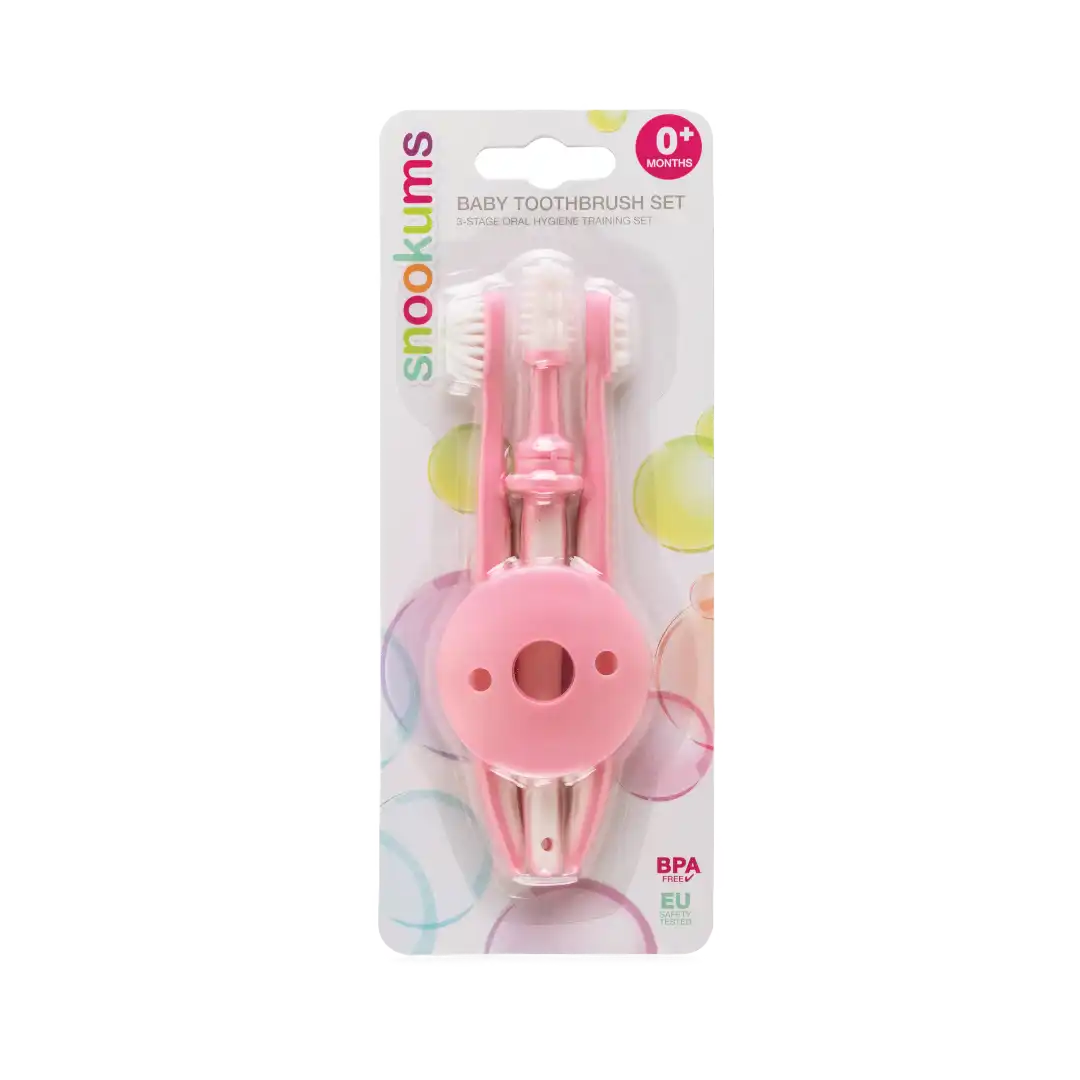 Snookums Baby Toothbrush Set Pink