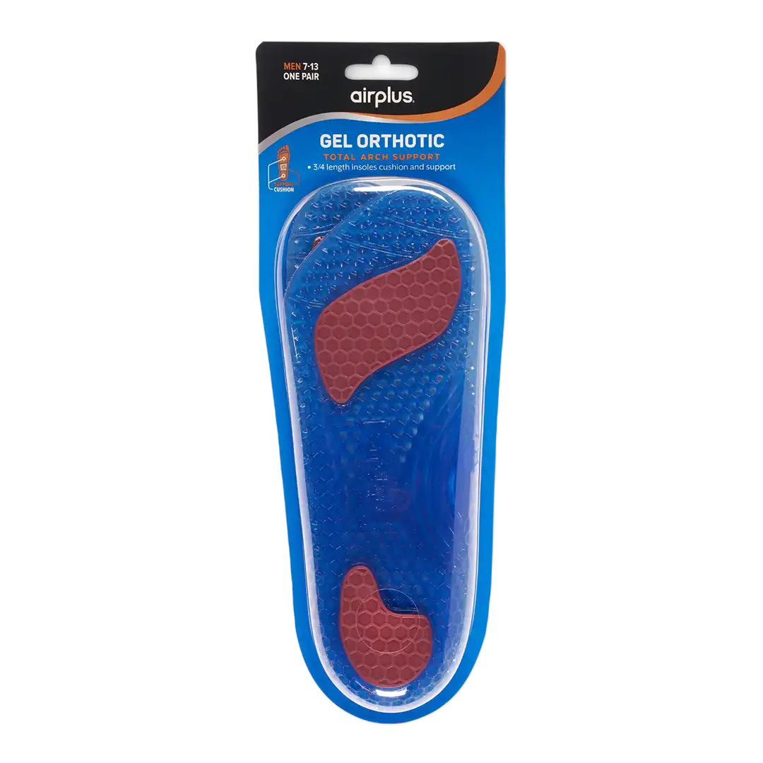 Airplus Gel Orthotic Insole3 Arch/Heel Support Men, Size 7-13