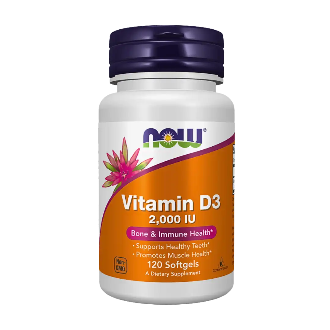 NOW Foods Vitamin D-3 2000 IU Softgels, 120's