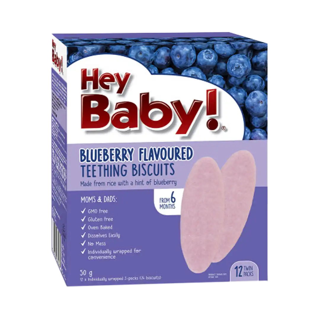 Hey Baby Teething Biscuits 50g, Blueberry