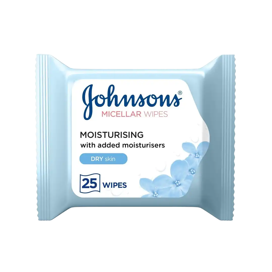 Johnsons Daily Essentials Face Wipes Dry Skin, 25's