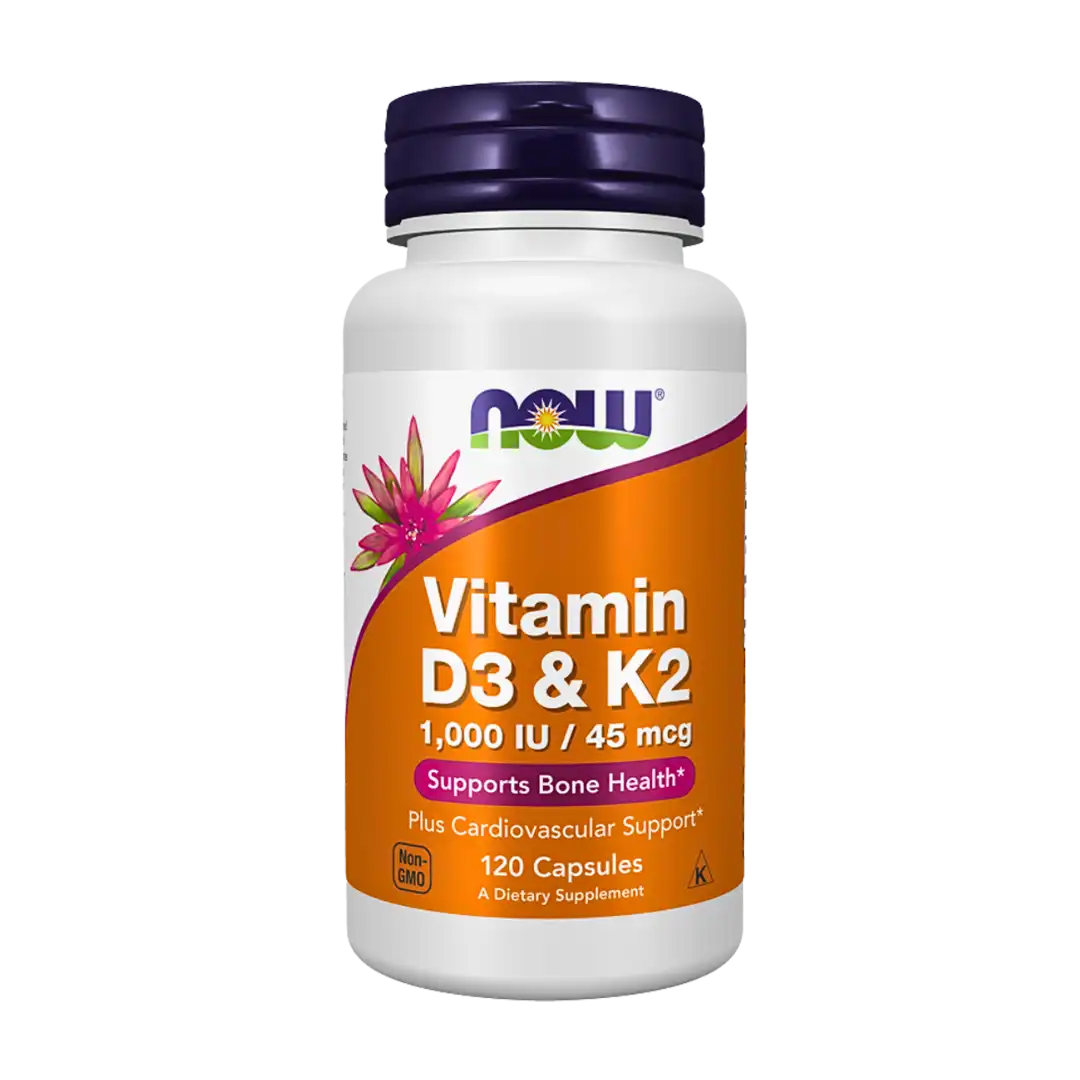 NOW Foods Vitamin D3 & K2 Vegetarian Capsules, 120's