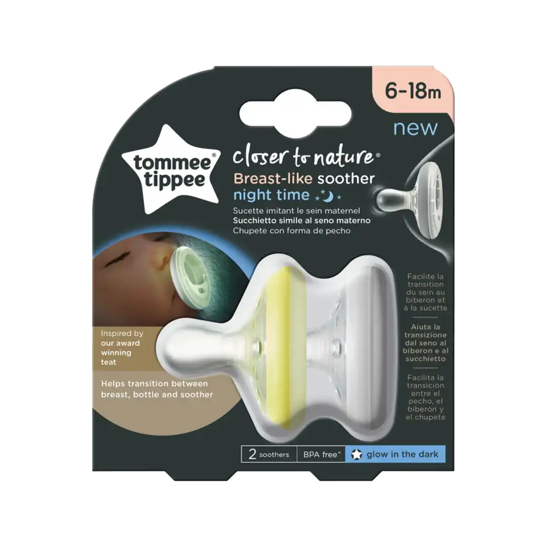 Tommee Tippee Breast Like Soothers Night Time, 6 - 18 months