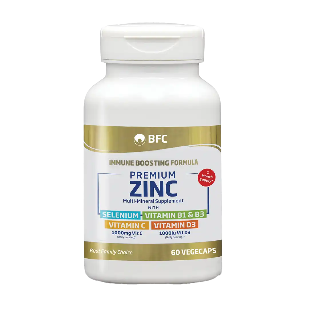 BFC Premium Zinc with Selenium Vitamin B1/B3 Vitamin C & Vitamin D3, 60's