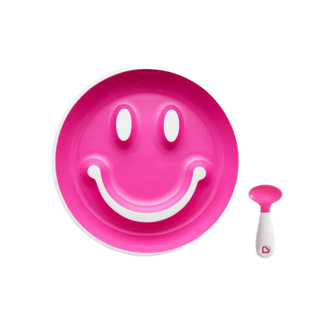 Munchkin Smile 'n Scoop Suction Training Plate, Pink