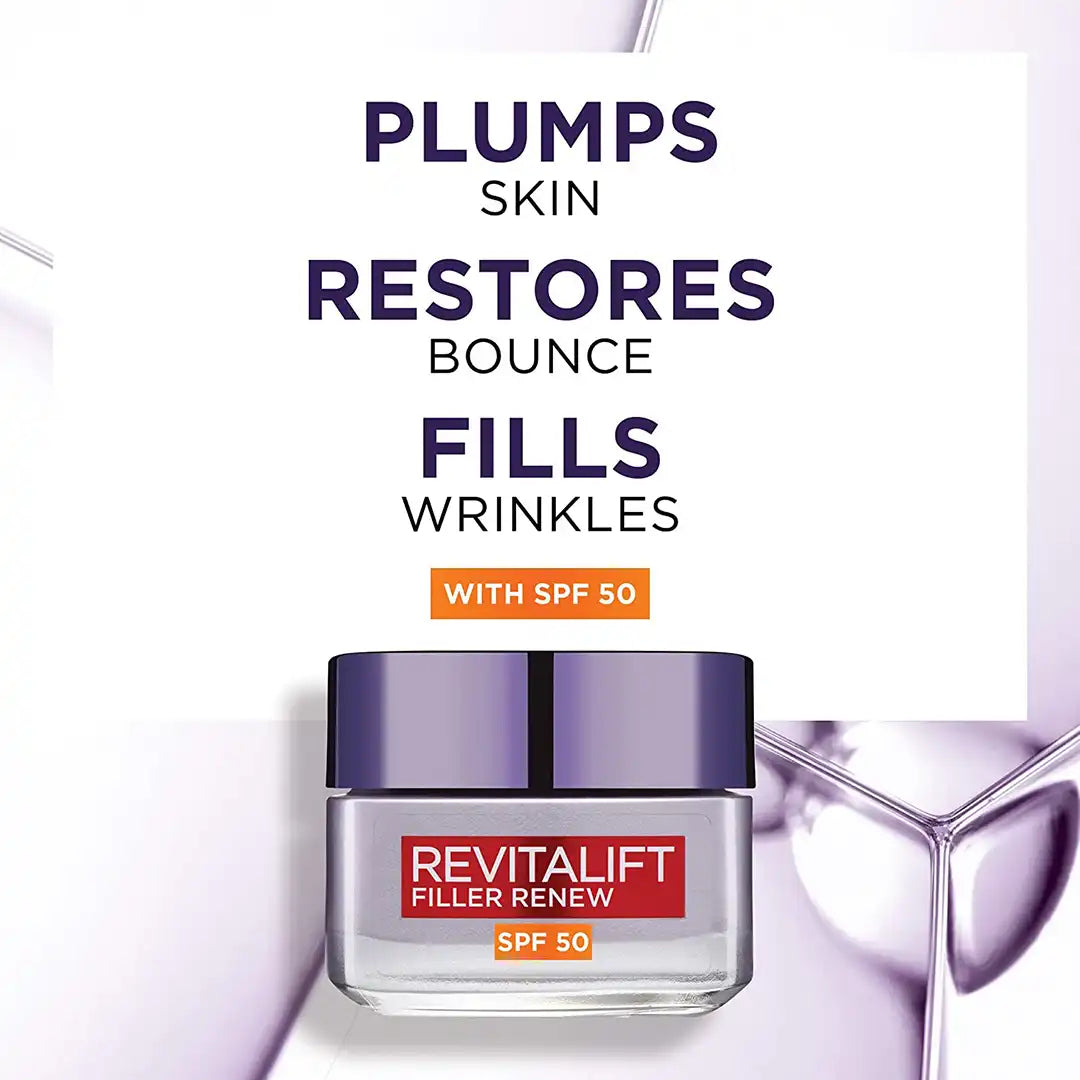 L'Oréal Revitalift Filler +Hyaluronic Acid Deep Replumping Anti-Ageing  Day Cream SPF50, 50ml