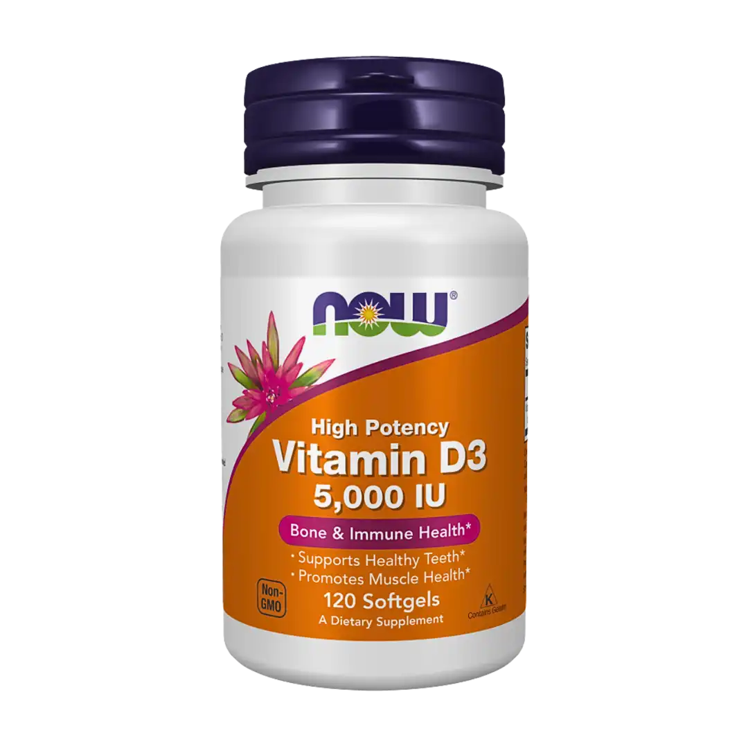 NOW Foods Vitamin D3 5000 IU Softgels, 120's