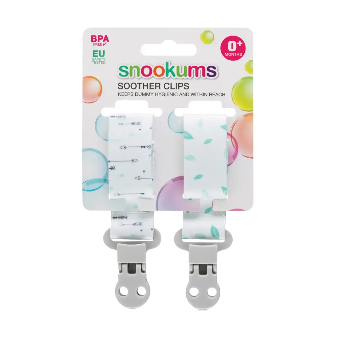 Snookums Baby Soother Clips 2 Pack Dummy Holder Leash for Boys and Girls