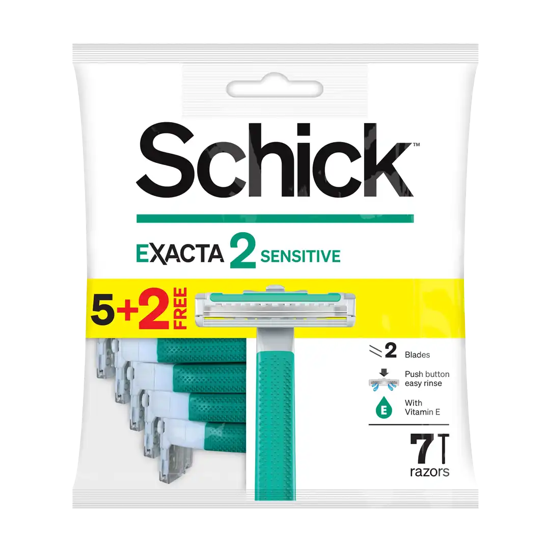 Schick Exacta 2 Men Disposable Razors Sensitive, 5 + 2