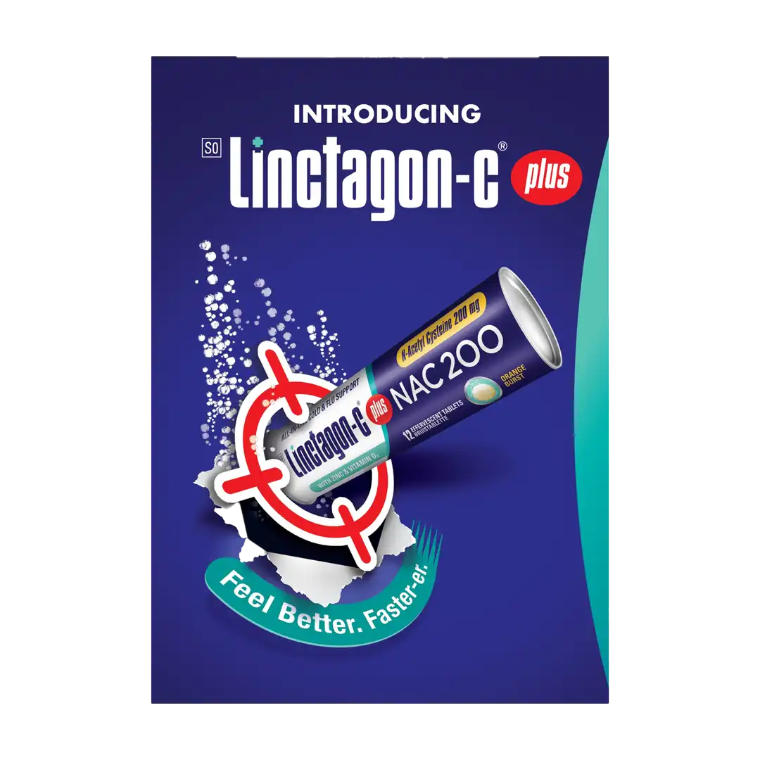 Linctagon-C Effervescent Tablets Orange plus NAC 200, 12's