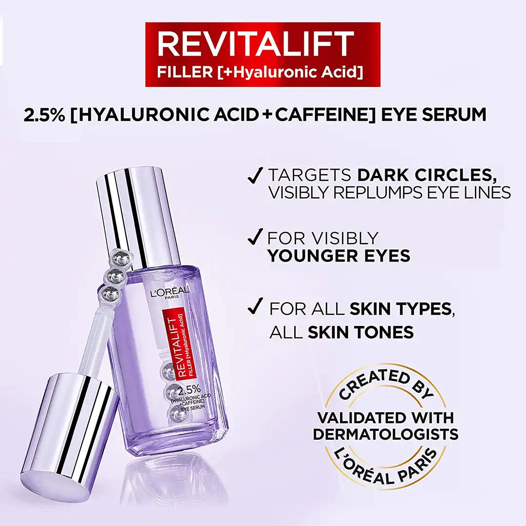 L'Oréal 2.5% Hyaluronic Acid and Caffeine Eye Serum, 20ml