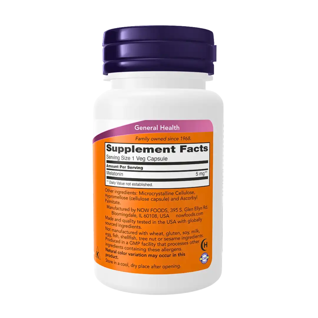 NOW Foods Melatonin 5mg Vegi Capsules, 60's